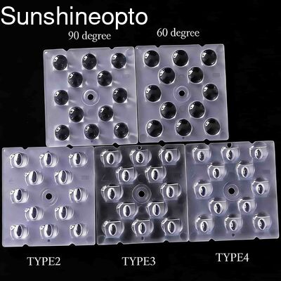 12 IN 1 50X50X5.57mm 조명용 광학 등급 PC LED 렌즈