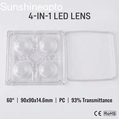 산업용 하이 베이 조명용 60° 빔 각도를 갖춘 90×90mm 광학 PC LED 렌즈